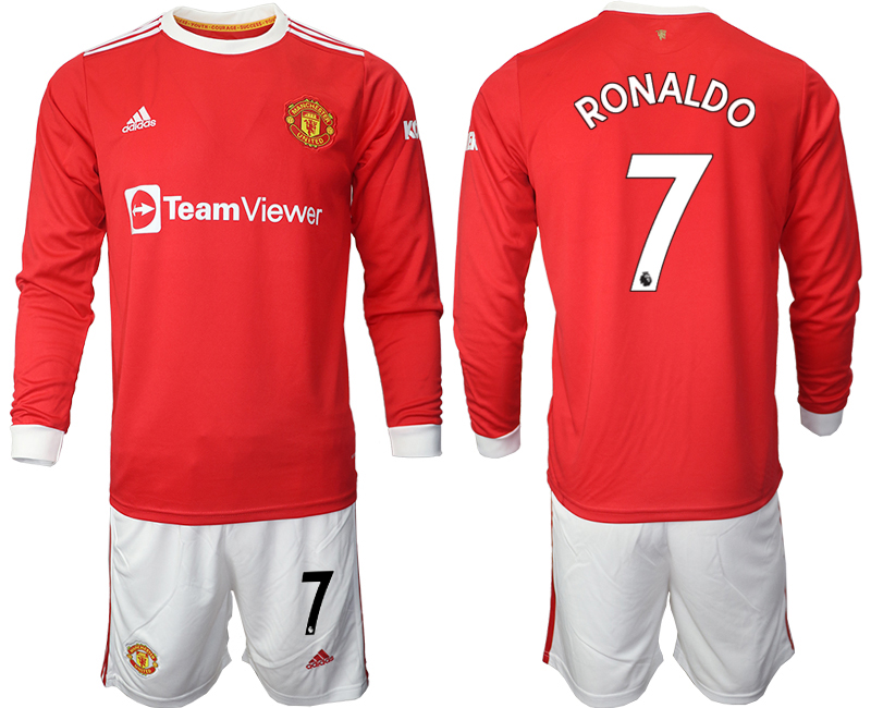 Men 2021-2022 Club Manchester united home red Long Sleeve #7 Soccer Jerseys->customized soccer jersey->Custom Jersey
